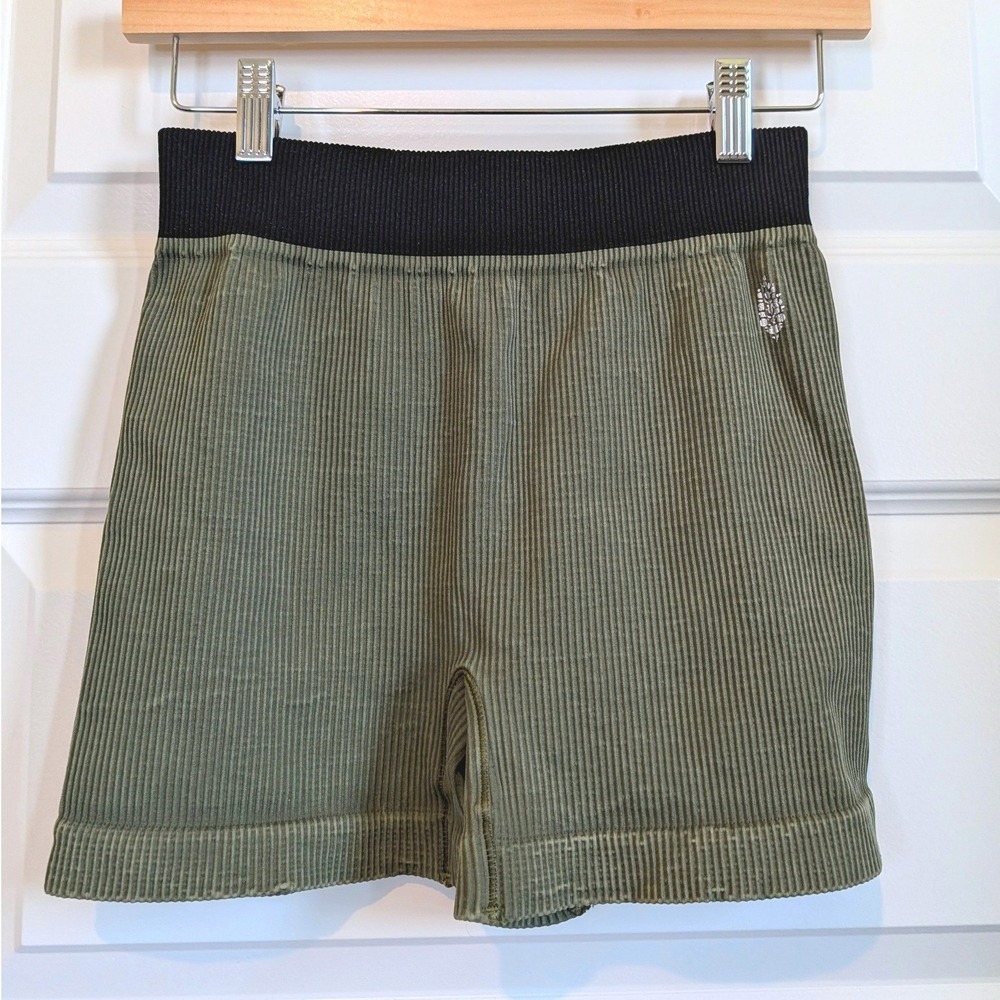 Free People Movement Olive Green Ribbed Shorts